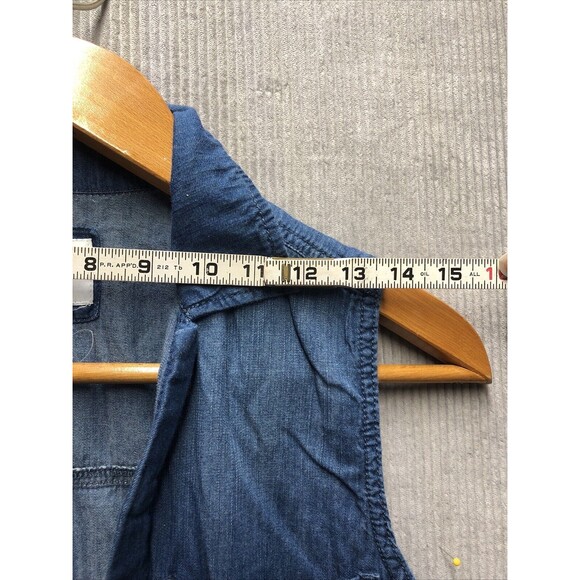 Forever 21 Denim Jumper Size Small Sleeveless Snap Button Up - Picture 6 of 14